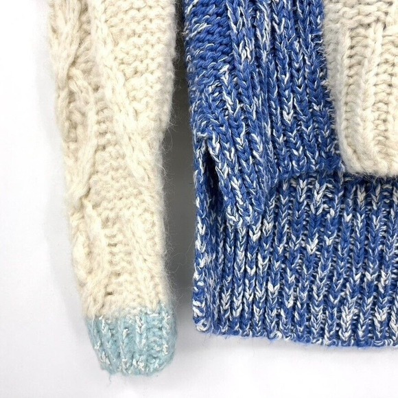 Anthropologie Handknit & Heartfelt Patchwork Cable Knit Sweater Small Alpaca - Picture 5 of 10